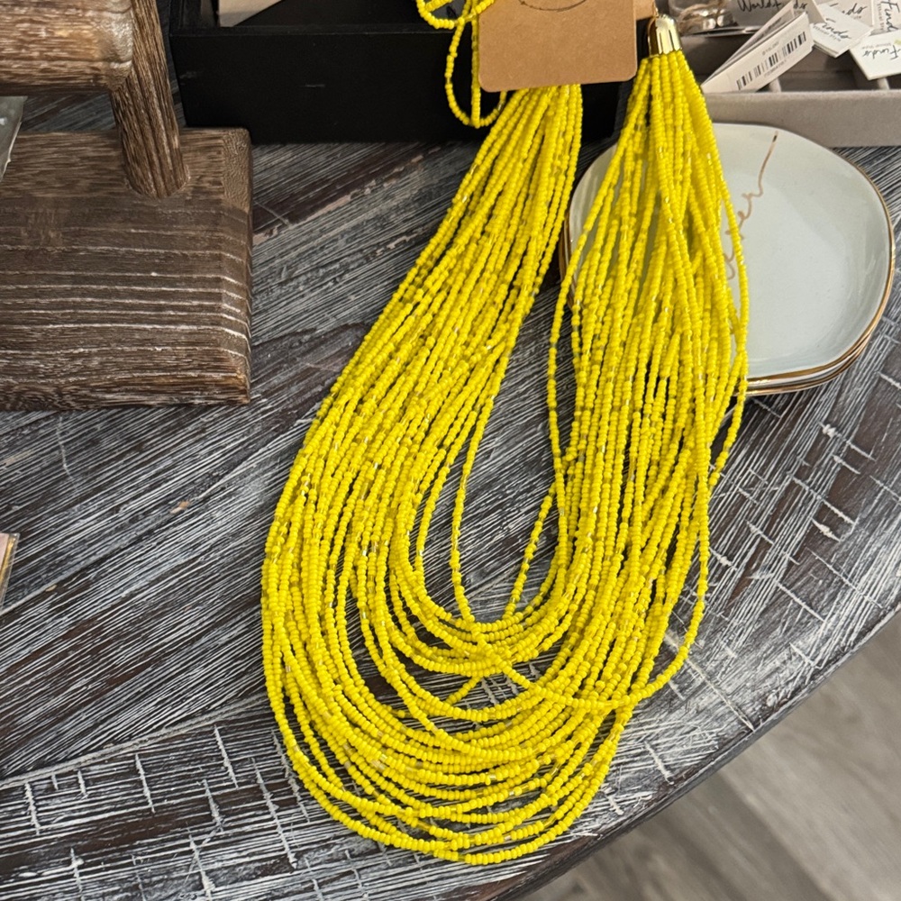 Vibrant Yellow Beaded Necklace